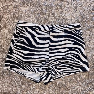 SHEIN Black and White Zebra Print High-Waist Shorts